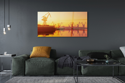 Quadro de vidro Nascer do sol no estaleiro de Gdansk