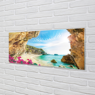 Pintura em vidro Flores dos penhascos da costa da Grécia