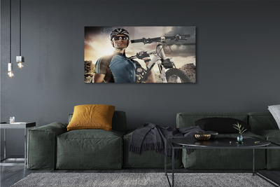 Quadro de vidro Nuvens de bicicleta ciclista