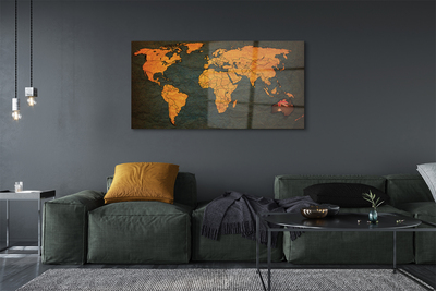 Quadro de vidro Mapa Dourado