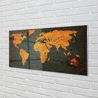 Quadro de vidro Mapa Dourado