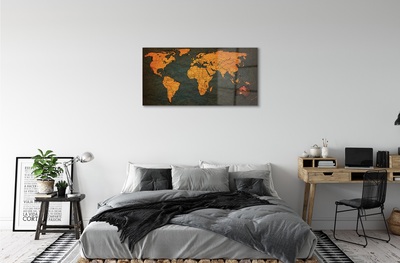 Quadro de vidro Mapa Dourado