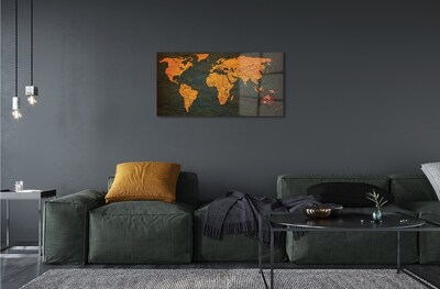 Quadro de vidro Mapa Dourado