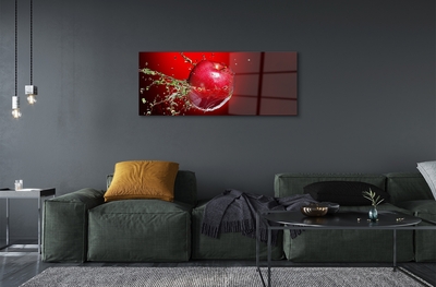 Quadro de vidro Gotas de água de maçã