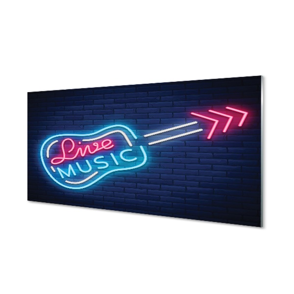 Quadro de vidro Letreiros de neon de guitarra