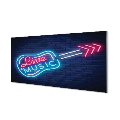 Quadro de vidro Letreiros de neon de guitarra