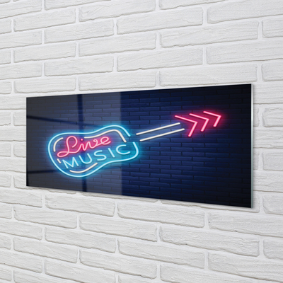 Quadro de vidro Letreiros de neon de guitarra