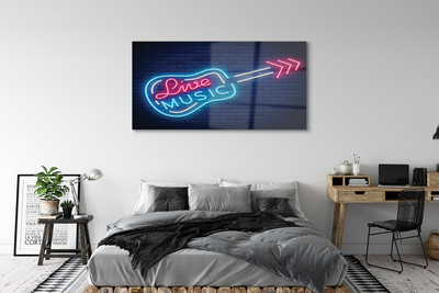 Quadro de vidro Letreiros de neon de guitarra