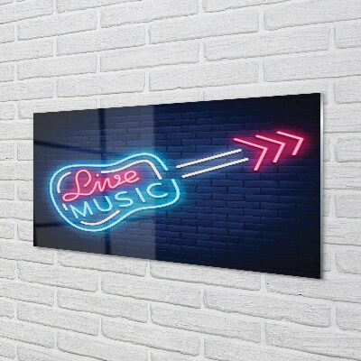 Quadro de vidro Letreiros de neon de guitarra