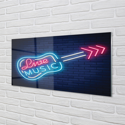 Quadro de vidro Letreiros de neon de guitarra