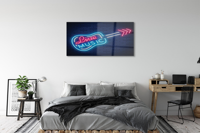 Quadro de vidro Letreiros de neon de guitarra