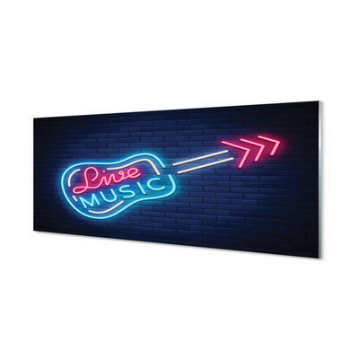 Quadro de vidro Letreiros de neon de guitarra