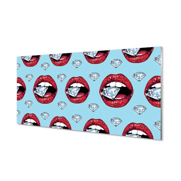 Pintura em vidro Lábios de diamantes