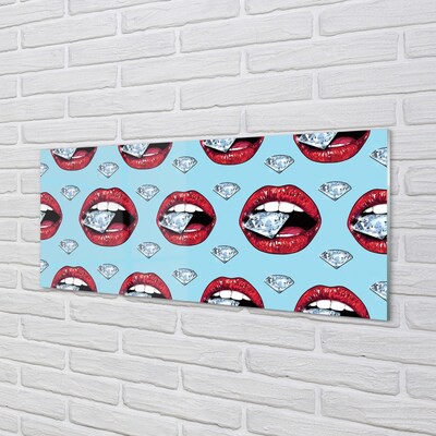 Pintura em vidro Lábios de diamantes