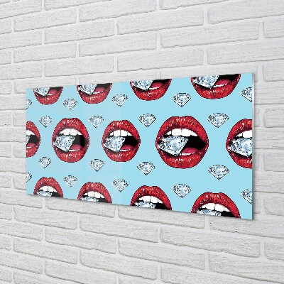 Pintura em vidro Lábios de diamantes