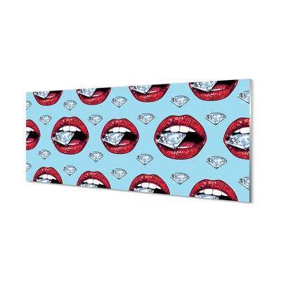 Pintura em vidro Lábios de diamantes