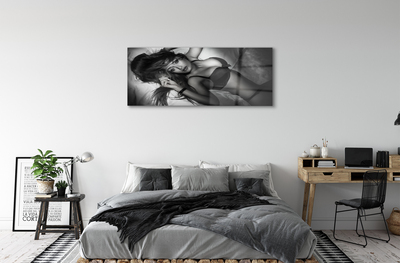 Quadro de vidro Mulher em preto e branco