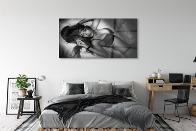 Quadro de vidro Mulher em preto e branco