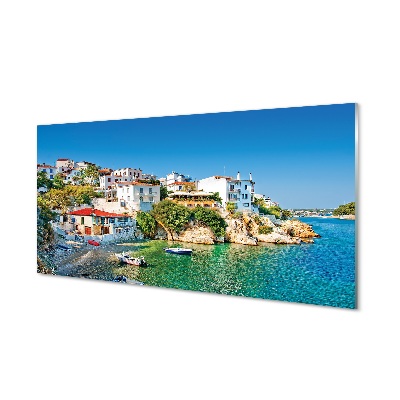 Quadro de vidro Grécia Costa edifícios mar