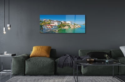 Quadro de vidro Grécia Costa edifícios mar