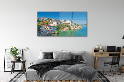Quadro de vidro Grécia Costa edifícios mar