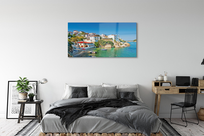 Quadro de vidro Grécia Costa edifícios mar