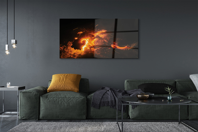 Pintura em vidro Dragão de fogo