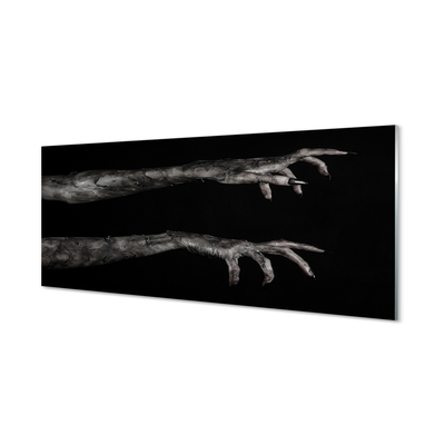 Quadro de vidro Fundo preto mãos sujas