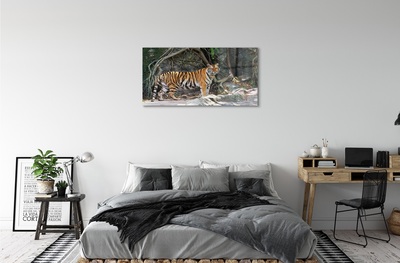 Pintura em vidro Tigre da selva