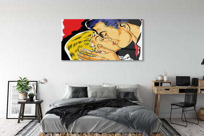 Pintura em vidro As pessoas se beijam