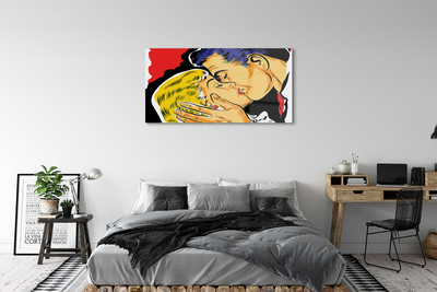 Pintura em vidro As pessoas se beijam