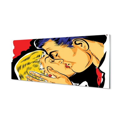 Pintura em vidro As pessoas se beijam