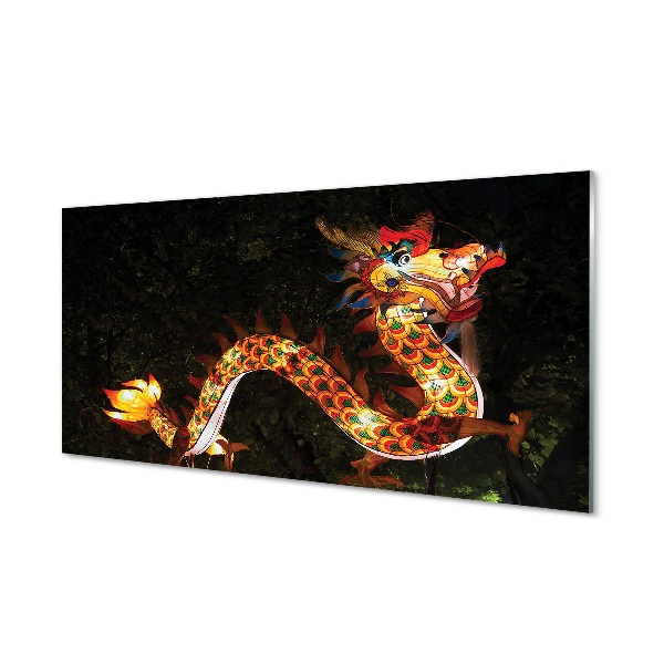 Quadro de vidro dragão luminoso japonês