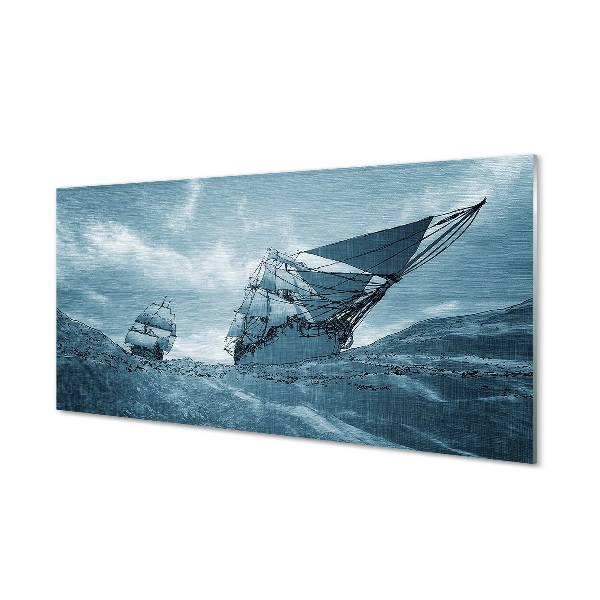 Quadro de vidro Navio de tempestade céu mar