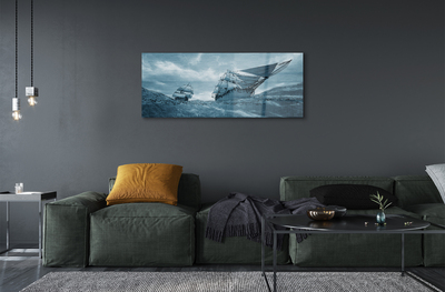 Quadro de vidro Navio de tempestade céu mar