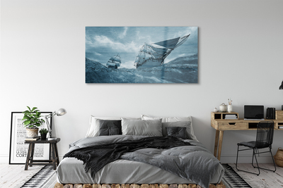 Quadro de vidro Navio de tempestade céu mar