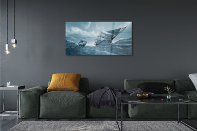 Quadro de vidro Navio de tempestade céu mar