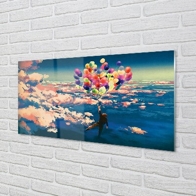 Quadro de vidro Céu nuvens balões