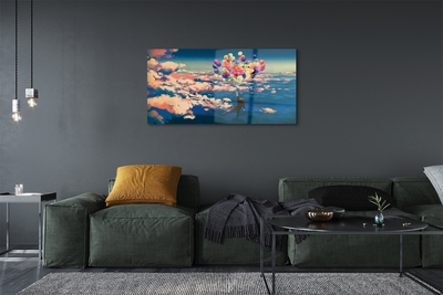 Quadro de vidro Céu nuvens balões