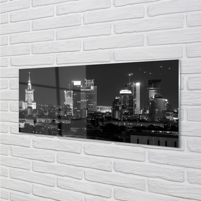 Quadro de vidro Panorama de Varsóvia: arranha-céus noturnos