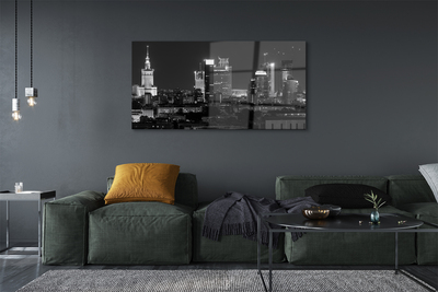 Quadro de vidro Panorama de Varsóvia: arranha-céus noturnos