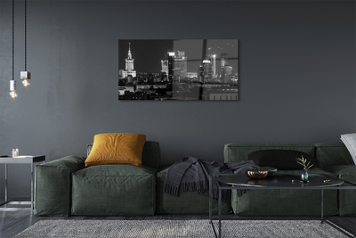 Quadro de vidro Panorama de Varsóvia: arranha-céus noturnos