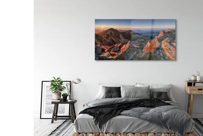 Pintura em vidro Pôr do sol na montanha