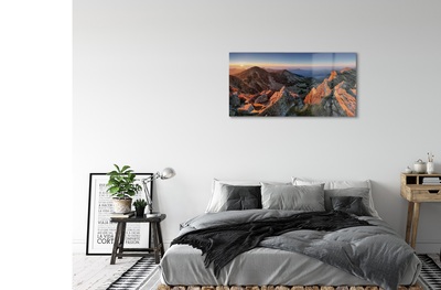 Pintura em vidro Pôr do sol na montanha