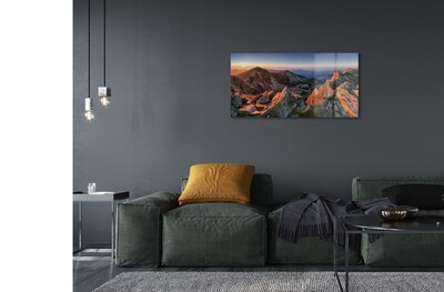 Pintura em vidro Pôr do sol na montanha