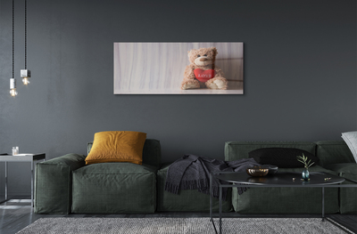 Quadro de vidro Coração de ursinho de pelúcia
