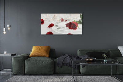 Pintura em vidro Jantar com velas e rosas