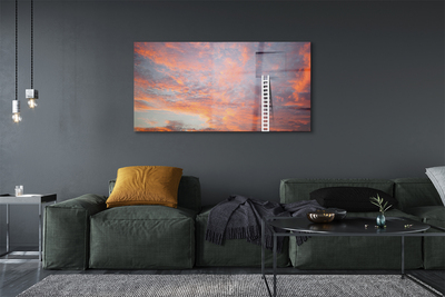 Quadro de vidro Pôr do sol no céu da escada
