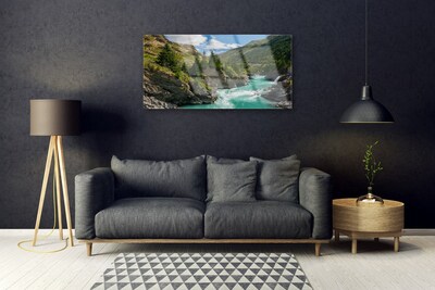 Quadro de vidro Paisagem de rios e montanhas
