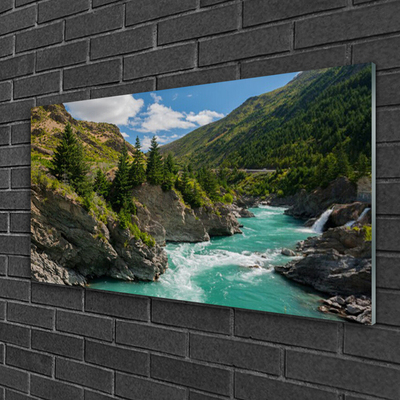 Quadro de vidro Paisagem de rios e montanhas